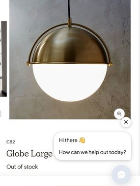 CB2 Brass Half-Globe Pendant in Gold and White